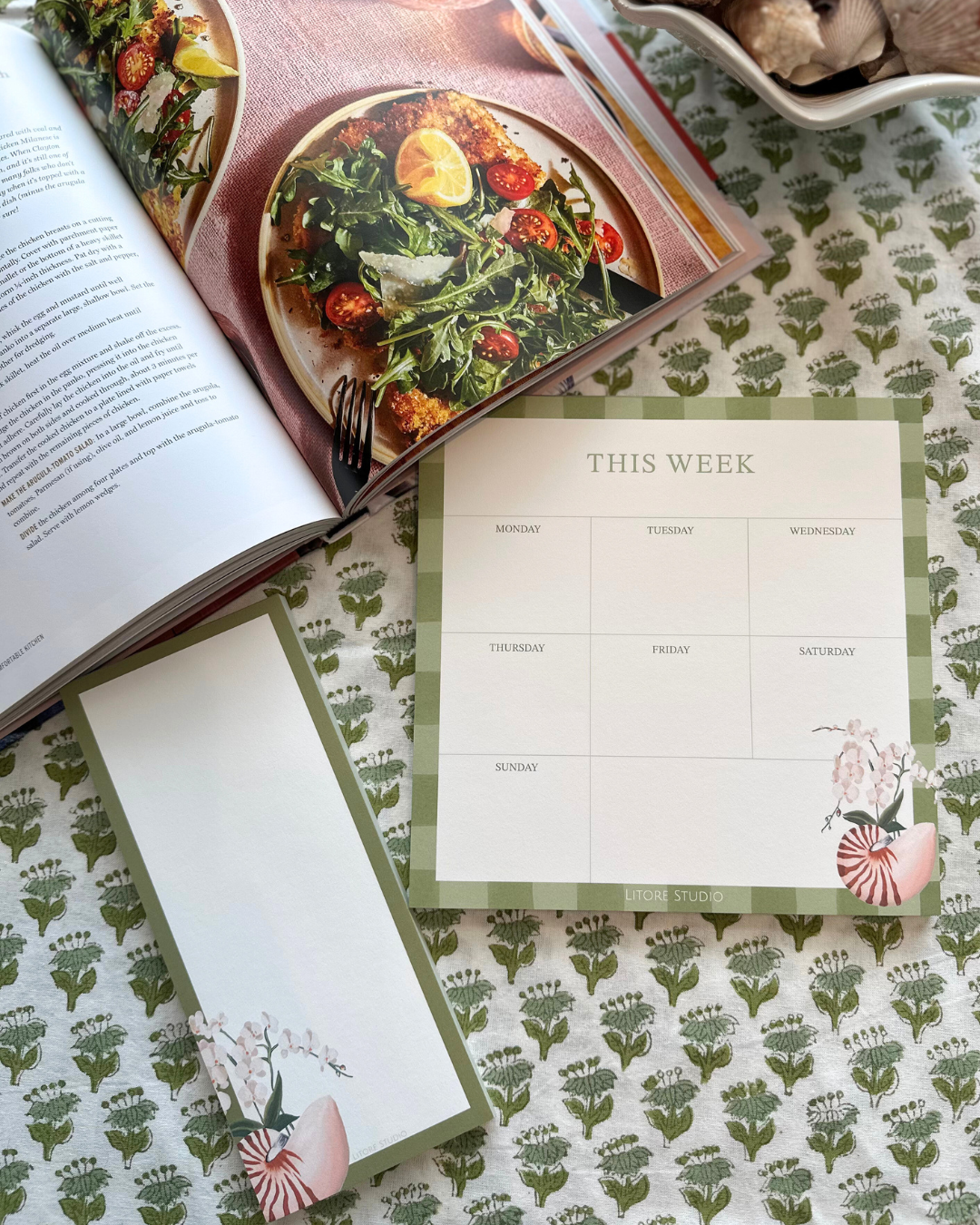 Nautilus and White Orchid Notepad