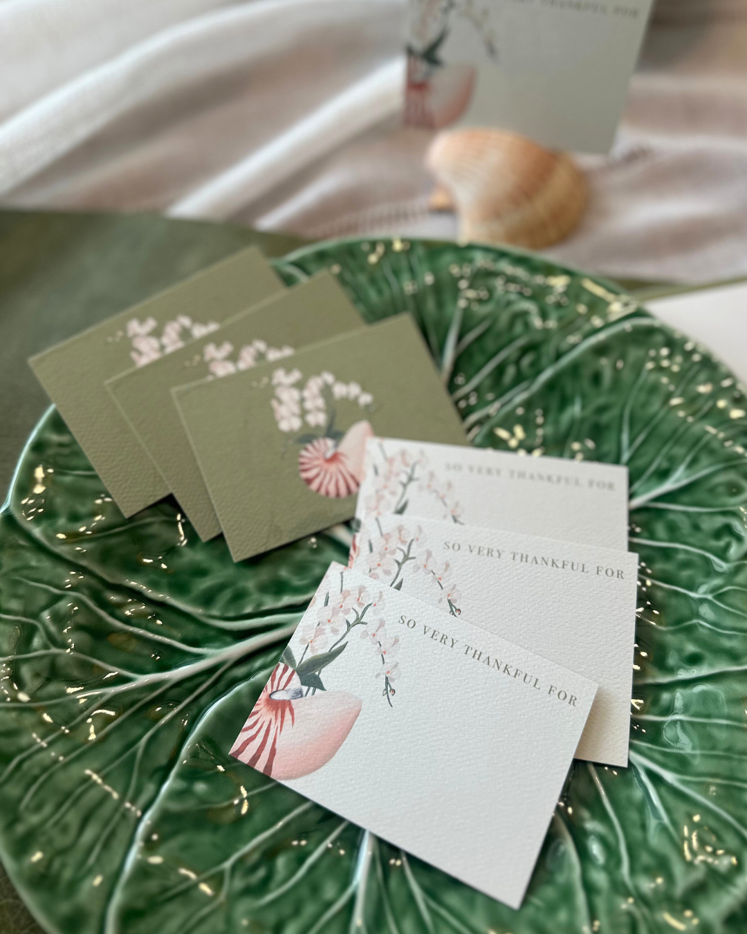 Nautilus and White Orchid Place Card