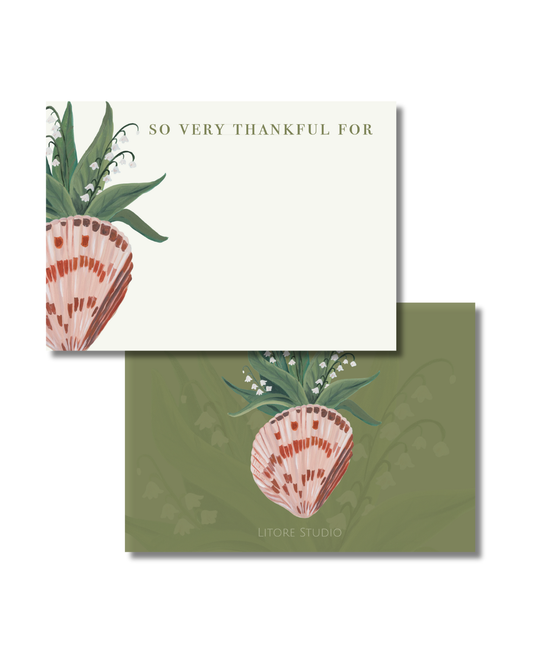 Cockle Shell and Lily of the Valley Place Card