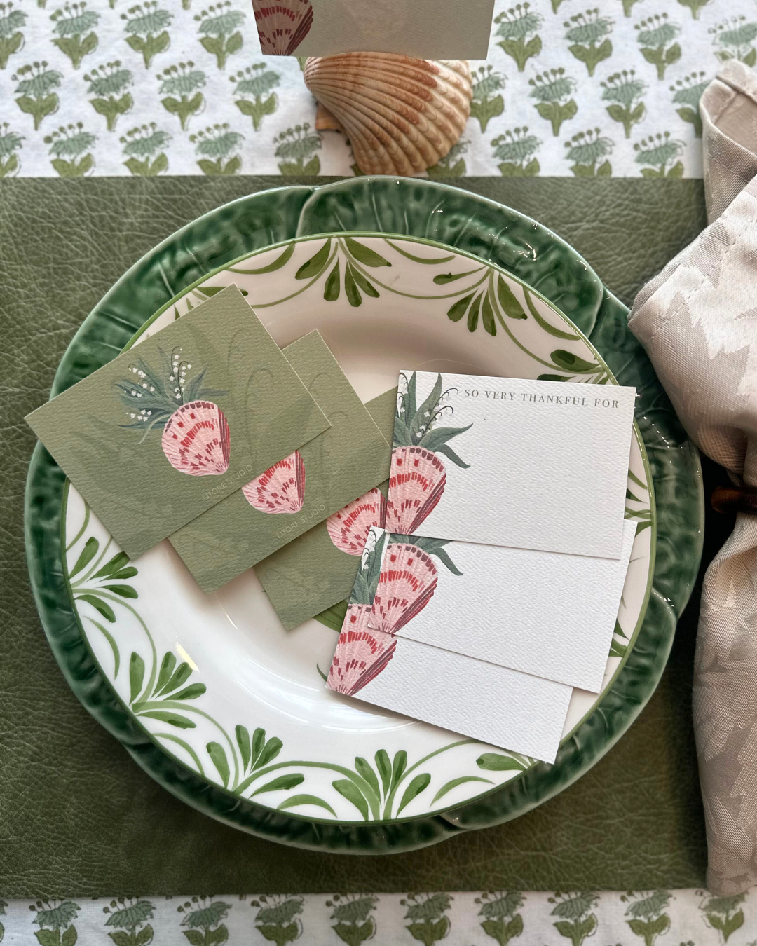 Cockle Shell and Lily of the Valley Place Card