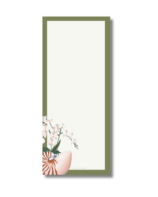Nautilus and White Orchid Notepad