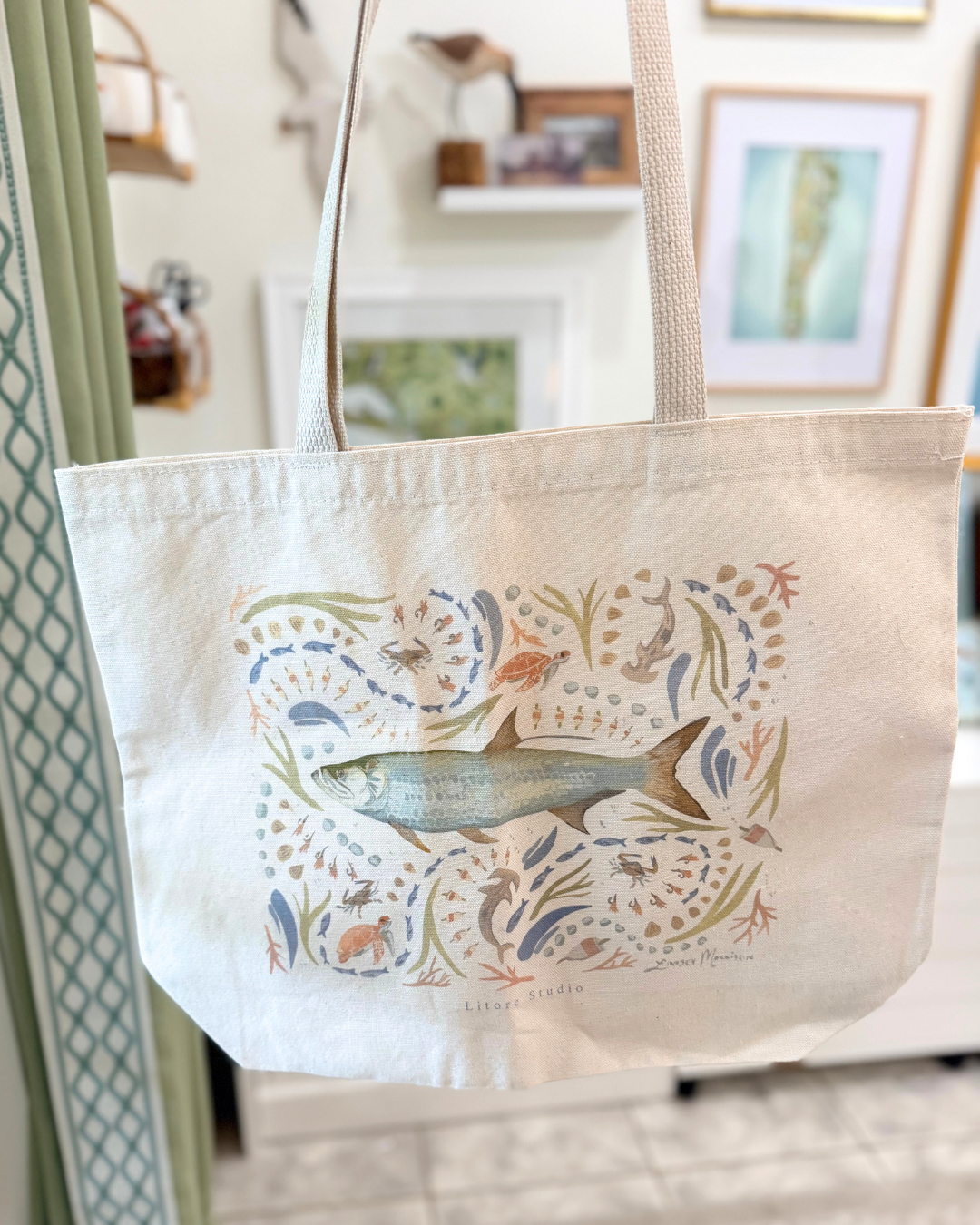 Tarpon Motif Canvas Tote Bag
