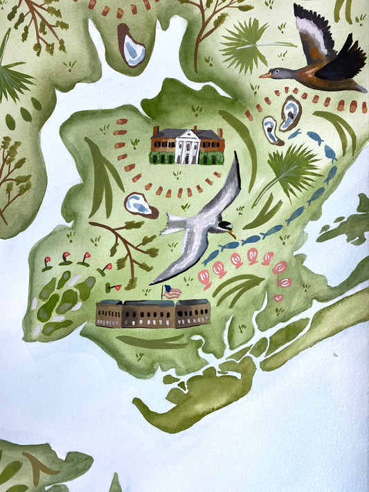 Charleston Coastal Map Motif