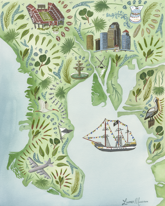 Tampa Bay Coastal Map Motif