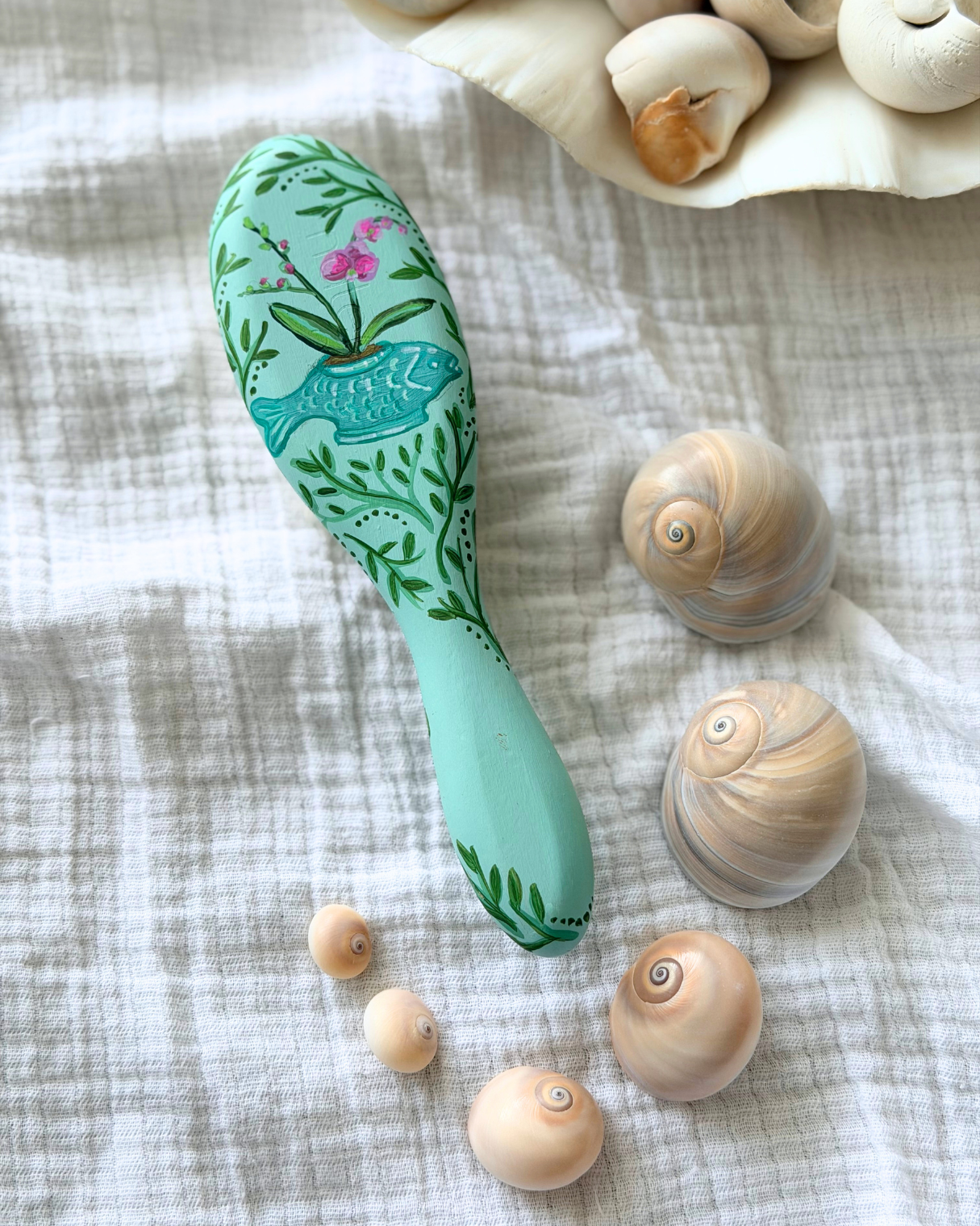 Fish Vase and Orchid Baby Brush