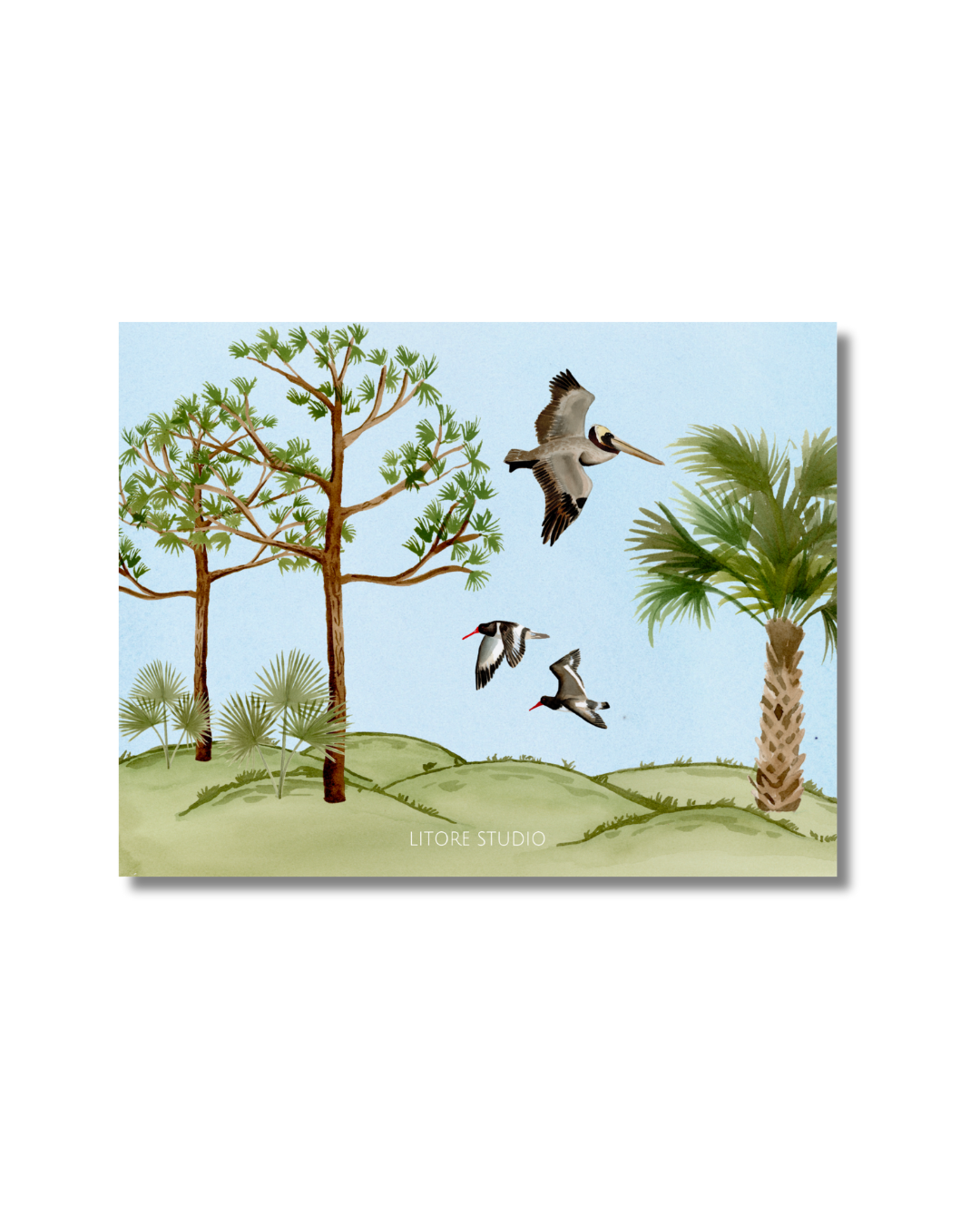 Florida Chinoiserie Notecards, Pines and Palms