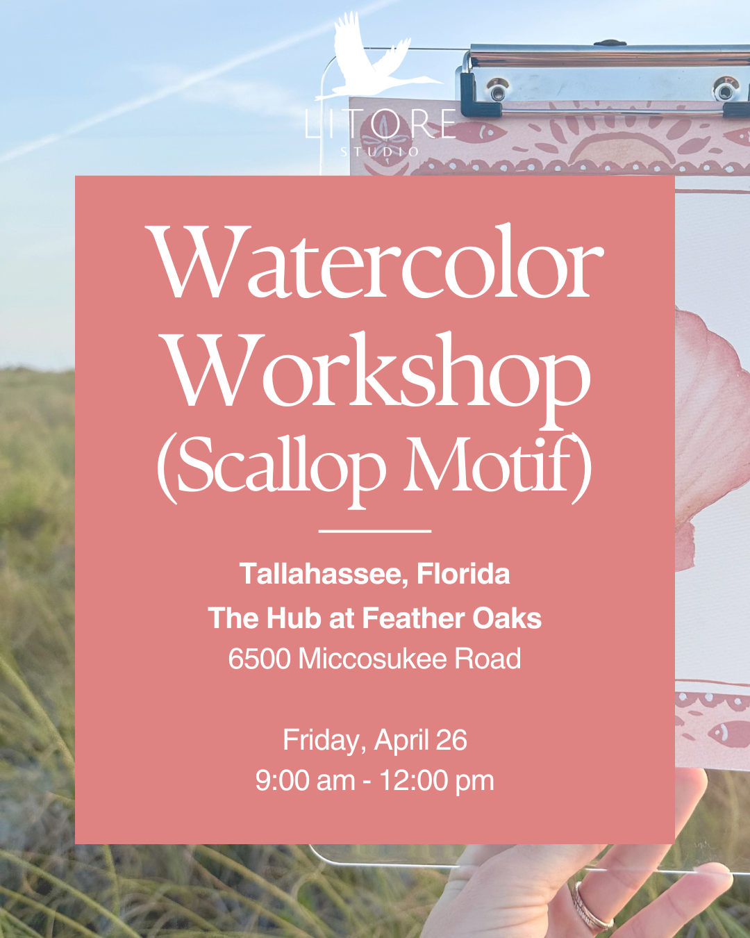 Watercolor Workshop at The Hub (Scallop Motif)