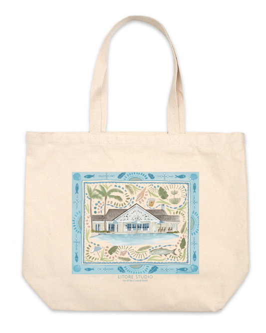 Nautilus and White Orchid Canvas Tote Bag